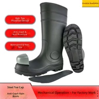 Bottes de sécurité imperméables à embout d'acier résistant aux chocs, antidérapantes, résistantes à l'usure, à tige haute, en PVC extra-épais, pour le travail