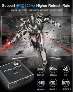Commutateur <span class=keywords><strong>HDMI</strong></span> <span class=keywords><strong>8K</strong></span> 60HZ, séparateur <span class=keywords><strong>HDMI</strong></span> 4K <span class=keywords><strong>120Hz</strong></span>, commutateur bidirectionnel <span class=keywords><strong>HDMI</strong></span> 2.1, convertisseur audio 2 entrées 1 sortie, 1x2 2x1 pour PS4 PS5 Xbox - Product Image 2