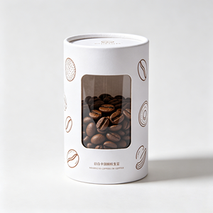 Factory Custom Round Cylinder Paper Box With Visible Window Recyclable Tube For <b>Coffee</b> Bean Cafe Retail Packaging - Product Image 2