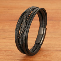 Bracelet pour homme en cuir multicouche XILIANGFEIZI, corde en cuir tressée, accessoire en acier inoxydable avec boucle magnétique