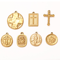 Charmes religieux en acier inoxydable avec crucifix et médailles de protection de Saint Christophe, amulettes patronnes pour hommes et femmes, cadeaux