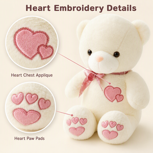 Orsacchiotto di <span class=keywords><strong>Peluche</strong></span> a Forma di <span class=keywords><strong>Cuore</strong></span>, Morbido Giocattolo Imbottito con Fiocco Rosa per Regalo di San Valentino e Esposizione in Negozio - Product Image 2