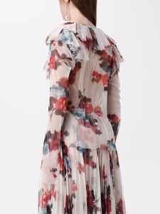 Chic çiçek baskı uzun kollu Maxi elbise kadın giyim 2-Piece Set uzun kollu baskılı gömlek + yüksek belli etek Suit - Product Image 4