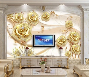Papel Tapiz de Lujo para Pared de Hotel con Diseño de Loto Dorado en 3D de ZHIHAI - Product Image 6