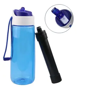 BPA 무료 야외 생존 휴대용 절연 물 필터 병 내부 필터 밀짚 캠핑 하이킹 아이