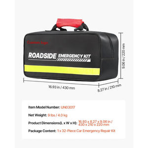 Kit de emergencia para automóvil 2 en 1 Kit de primeros auxilios y asistencia en carretera de 32 piezas con cables de puente, herramientas de seguridad para viajes en vehículos y hogar - Product Image 3