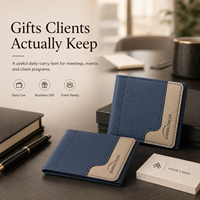 Portefeuille porte-cartes RFID avec logo personnalisé, en cuir PU écologique de qualité supérieure, coffret cadeau d'entreprise, cadeaux promotionnels de marque, événements professionnels