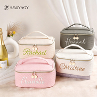 Trousse de Maquillage Portable en Cuir PU Brodé Personnalisé, Fermeture Éclair, Sac de Rangement Cosmétique de Voyage, Vente en Gros OEM