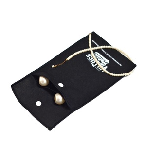 Custom Logo Printed Black Cotton Linen Canvas <b>Envelope</b> Dust Pouch Jewelry Packing with Divider - Product Image 5