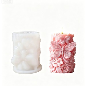 Diy 3D Cylindrical Plaster Mold For Butterfly Flower Relief Candle Making Wedding Decor Commercial Use - Product Image 4