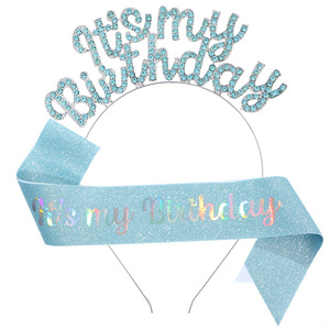 Nouvel ensemble bandeau d'anniversaire, sangle d'épaule et ceinture d'étiquette 'C'EST MA FÊTE' pour femme, accessoires pour cheveux et coiffure, fournitures de fête - Product Image 5