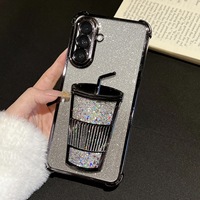 Coque de téléphone Thé au lait sable mouvant pour Samsung A57 A16 A13 et iPhone séries 11-18, coque arrière antichute à quatre coins