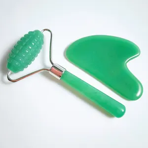 Y OEM miglior prezzo 100% naturale verde aventurina Jade Roller e Gua Sha strumenti Set per il massaggio facciale