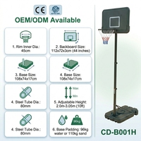Ring Basket Indoor Outdoor 44'' Baja+Papan PC, Tinggi Dapat Disesuaikan 6.5ft-10ft, Perakitan Mudah, Portabel, Peralatan Lapangan untuk Anak-anak dan Dewasa