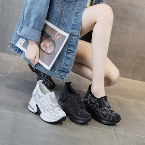 Zapatos de Mujer con Plataforma y Suela Gruesa de Corcho, Transpirables, con Amortiguación de Aire, de Charol, Estilo Casual y a la Moda - Product Image 1