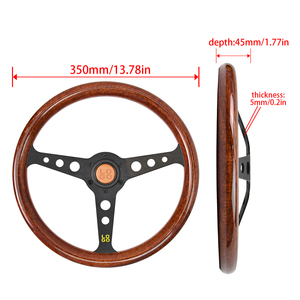 Volante Deportivo Leaders ABS de 350 mm de Profundidad, 4 cm, Nuevo Diseño Clásico Retro Vintage, Volante de Madera de Melocotón - Product Image 6