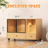 Villa chat de luxe en bois massif motif floral vitrine pour animaux de compagnie litière pour espace salon