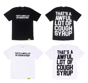Camisetas de hombre 2025 con estampado informal 'THAT'S AWFUL LOT COUGH SYRUP', 100% algodón peinado, 300 gramos, corte oversize, con letras - Product Image 1