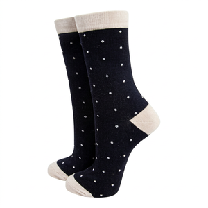 SPLENDID APPAREL Chaussettes unisexes noires à pois blancs en polyester tricoté respirant pour usage quotidien style printemps - Product Image 1