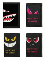 Dompet Lipat Tiga Kain Hitam dengan Tempat Kartu, MOQ Kecil, Cetak Kustom, Dompet Hadiah Keren untuk Suvenir Festival