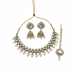 Super Quality Traditional Gold Plated Pearl Choker Necklace Set with Jhumka Earrings <b>Indian</b> Wedding Bridal Jewelry Set - Product Image 2
