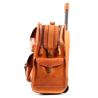 Sac à bagages de voyage classique en cuir véritable marron avec fermeture éclair