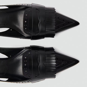 लक्जरी डिजाइनर कार्यालय जूते स्लिप-ऑन पॉइंट पैर के अंगूठे उथले मुंह एकल पंप काले रंग की एड़ी हल्के - Product Image 4