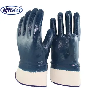 NMSAFETY ANSI Nitrile Coated Gloves Oil Gas Blue PPE Mining Glove Protection Safety Gloves Rubber Heavy Duty
