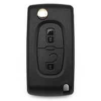 Carcasa de Llave Plegable de 2 Botones para Coche, Cubierta de Llave HU83 CE0523 (sin Soporte para Batería) con Anillo Metálico