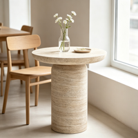Table basse en marbre travertin naturel minimaliste de luxe pour salon
