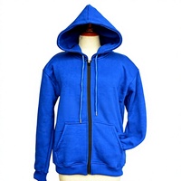 Veste en polaire à fermeture éclair intégrale pour homme, bleu royal, col à capuche, manches longues, tissu respirant, style hip-hop, options de logo personnalisé, OEM