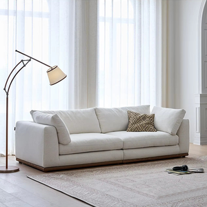 Sofá Seccional Minimalista ATUNUS de Madera Maciza Blanca, Sofá Modular de 3 Plazas con Tela Impermeable para Sala de Estar - Product Image 5