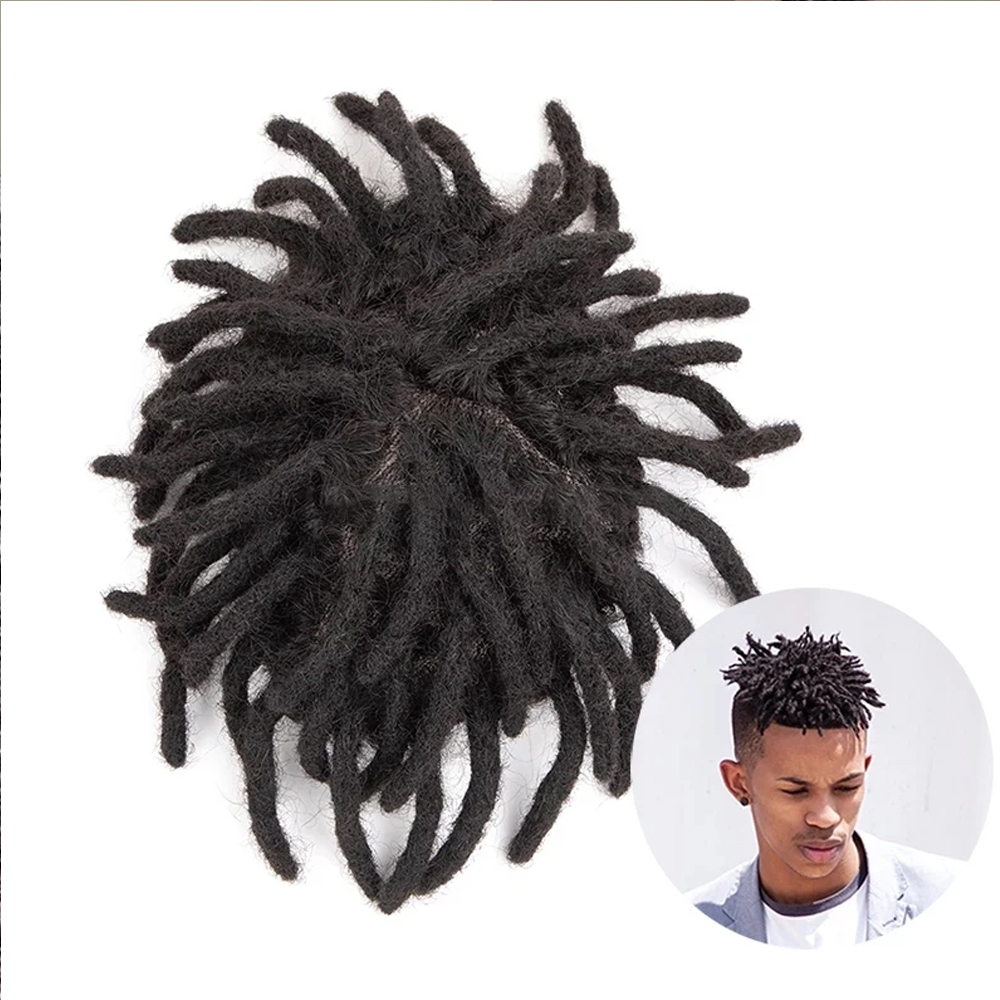 Dreadlocks Toupeeสําหรับผู้ชายAfro Kinkyหยิก100%วิกผมมนุษย์สําหรับชายผิวดําHairpieceธรรมชาติในสต็อก