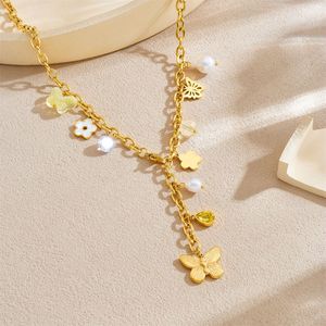 European And American Trendy Gold Plated Chain Tassel Y Shaped Clavicle Necklace With Cross Sun Butterfly Pendant Party Jewelry - Product Image 3