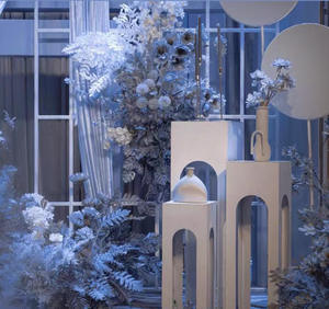 New Selling Hollow Sculpture Square Column Road Iron White Romantic <b>Wedding</b> Dessert Table Window Decoration Display Set - Product Image 1