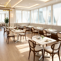 Table carrée sur mesure et banquette rembourrée en tissu pour restaurant et café, mobilier commercial Ron Group, prix usine
