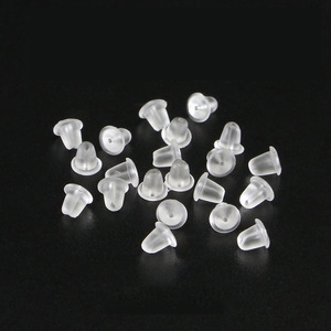 Attaches d'oreilles en silicone 4mm 5mm 5.8mm, forme ronde, pour la fabrication de boucles d'oreilles, composants de bijouterie - Product Image 1