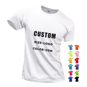 Droge Fit T-shirt 100% Polyester T-shirt Sublimatie Blanks T-shirt Met Logo Custom Logo Gedrukt T-shirt Mannen Vlakte t-shirt Voor Mannen