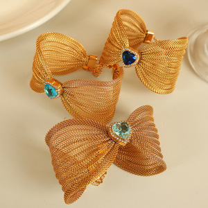 Butterfly Shape Zinc Alloy <b>Bracelet</b> With <b>Gemstone</b> Inlay For Women Gift Jewelry Fashion Accessory - Product Image 1