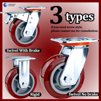 Double Roulement Industriel Heavy Duty Castor 330kgs Chargement 4/ 5/ 6/ 8 Inch Pu Material Caster Wheels Swivel Caster for Trolley