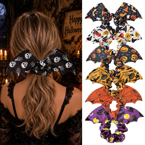 Elastico per capelli con ali di pipistrello di Halloween per donne e ragazze, simpatico e divertente, con stampa zucca e fantasma, per coda di cavallo, per feste e festival - Product Image 1