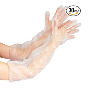 Okuny <span class=keywords><strong>OKU</strong></span> Guantes de soldadura Inspección de plástico largo Trabajo desechable Guantes de PE de protección desechables transparentes - Product Image 2