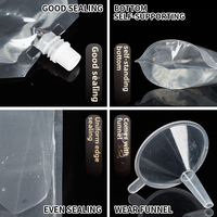 100 Pièces 250ml 8 oz Pochette Transparente Debout avec Bec Verseur, Sac de Rangement en Plastique pour Boissons, Jus, Bière de Fête, Mariage avec Entonnoirs