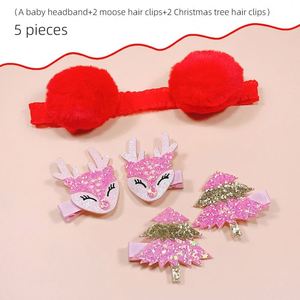 20817 YOKIKIDS Christmas Sweet Style Bow Hairpin Antler BB Clip with 10cm <b>Crystal</b> Sequins Girls' Tie Headwear - Product Image 2