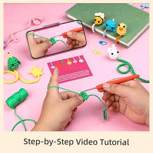 Práctico bordado <span class=keywords><strong>de</strong></span> algodón hecho a mano marcapáginas Kit <span class=keywords><strong>de</strong></span> ganchillo diseño <span class=keywords><strong>de</strong></span> animales <span class=keywords><strong>de</strong></span> dibujos animados DIY hilo tejido a mano tela artesanal regalo - Product Image 6