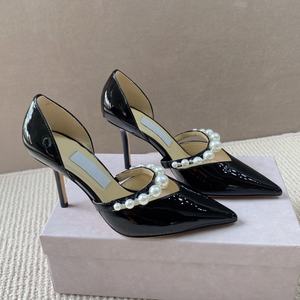 High quality luxurious designer custom made sexy pointed <b>toe</b> business formal women's high <b>heeled</b> sandals with pearl decorations - Product Image 1