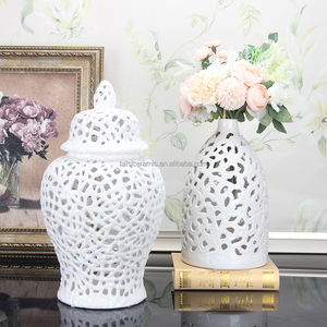 J159G décoration nordique vase à fleurs en or pot à gingembre en céramique décor à <span class=keywords><strong>la</strong></span> maison évider pot <span class=keywords><strong>de</strong></span> temple - Product Image 4