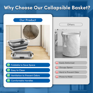 42L Collapsible Plastic Laundry <strong>Basket</strong> with Hollow Handles Foldable Design for Kitchen <strong>Wardrobe</strong> Bedding Storage Toy Organization - Product Image 4