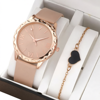 Montre-bracelet pour femme minimaliste plaquée or rose, cadran rond à index mixtes, lunette à bord concave, fabrication sur mesure en usine