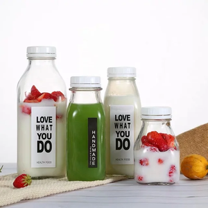 Bottiglia di latte di <span class=keywords><strong>vetro</strong></span> quadrato all'ingrosso 100ml 300ml 500ml bottiglia di <span class=keywords><strong>vetro</strong></span> 1000ml <span class=keywords><strong>per</strong></span> il succo di latte fresco con coperchio di plastica - Product Image 4